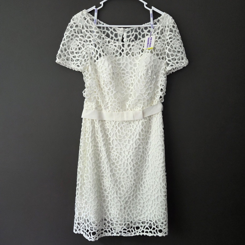 NEW Encore by Watters Ivory Floral Lace Cocktail Dress Womens Size‎ 10 Bridal
